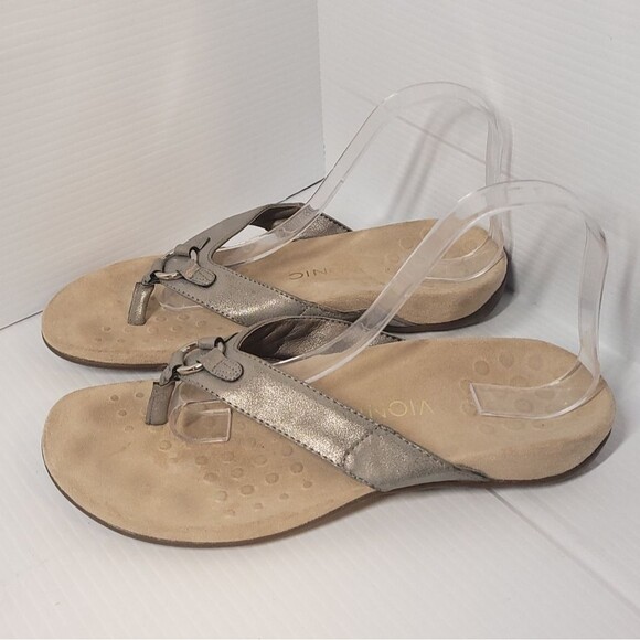 Vionic Elena Thong Sandals Silver Metallic Ring Detail Womens Size 9 - Picture 4 of 9